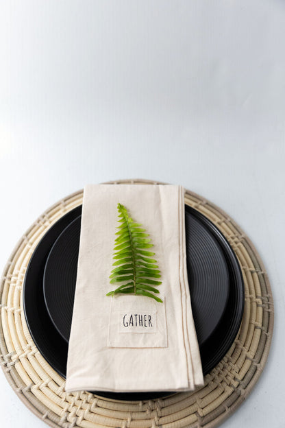 Locally-Made Cotton Napkins with Word Tags – Perfect for Gatherings & Holidays