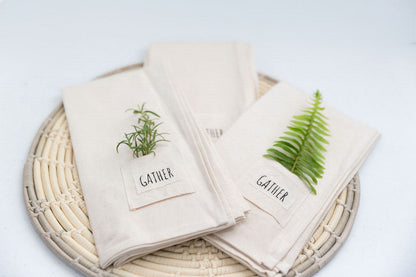 Locally-Made Cotton Napkins with Word Tags – Perfect for Gatherings & Holidays