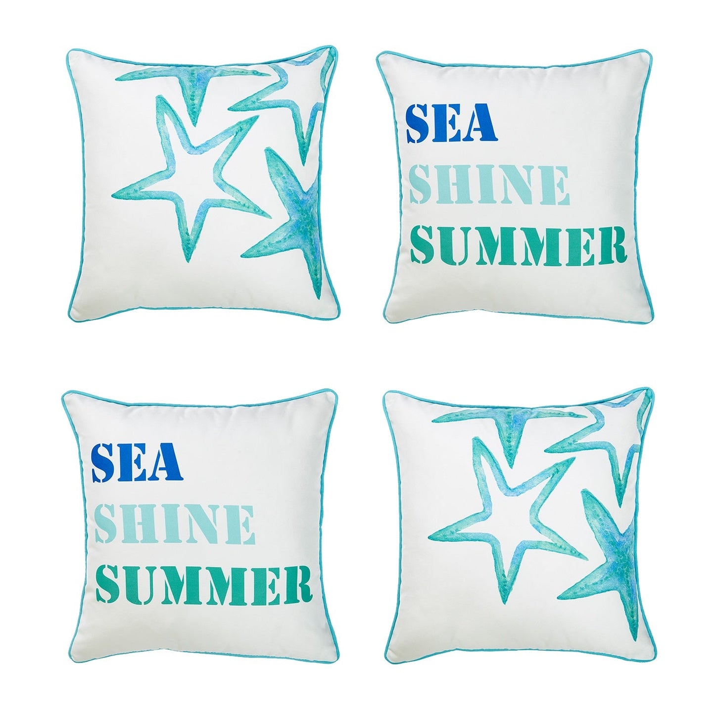 Nautical Coastal Throw Pillows 18" x 18" Square Set of 4