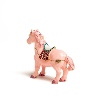 Pink Horse Enamel Painted Trinket Box