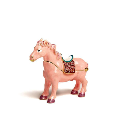 Pink Horse Enamel Painted Trinket Box