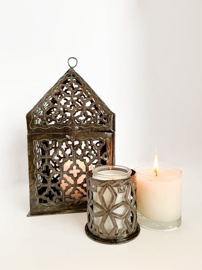 Handmade Recycled Steel Lantern – Intricate Metal Art from Haiti