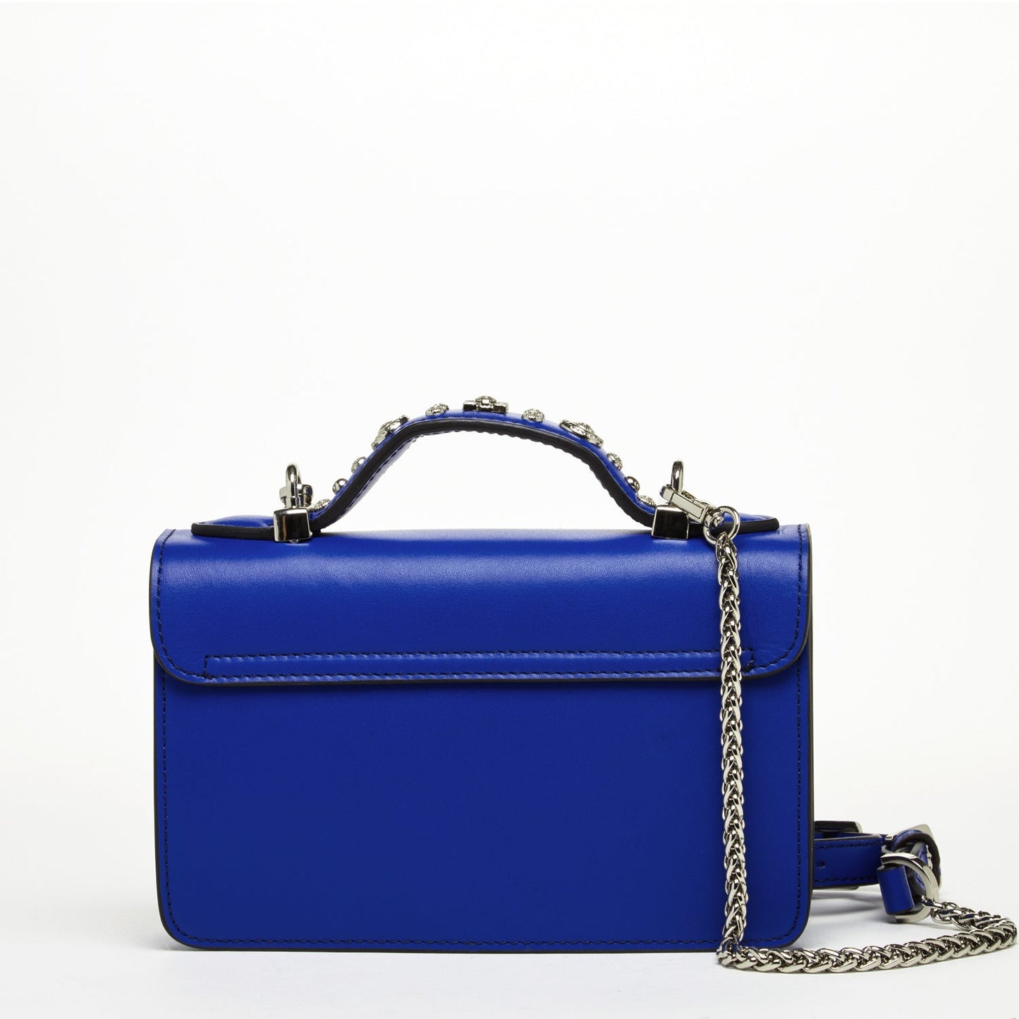 Studded Royal Blue Leather Crossbody Bag