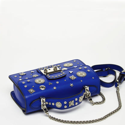 Studded Royal Blue Leather Crossbody Bag