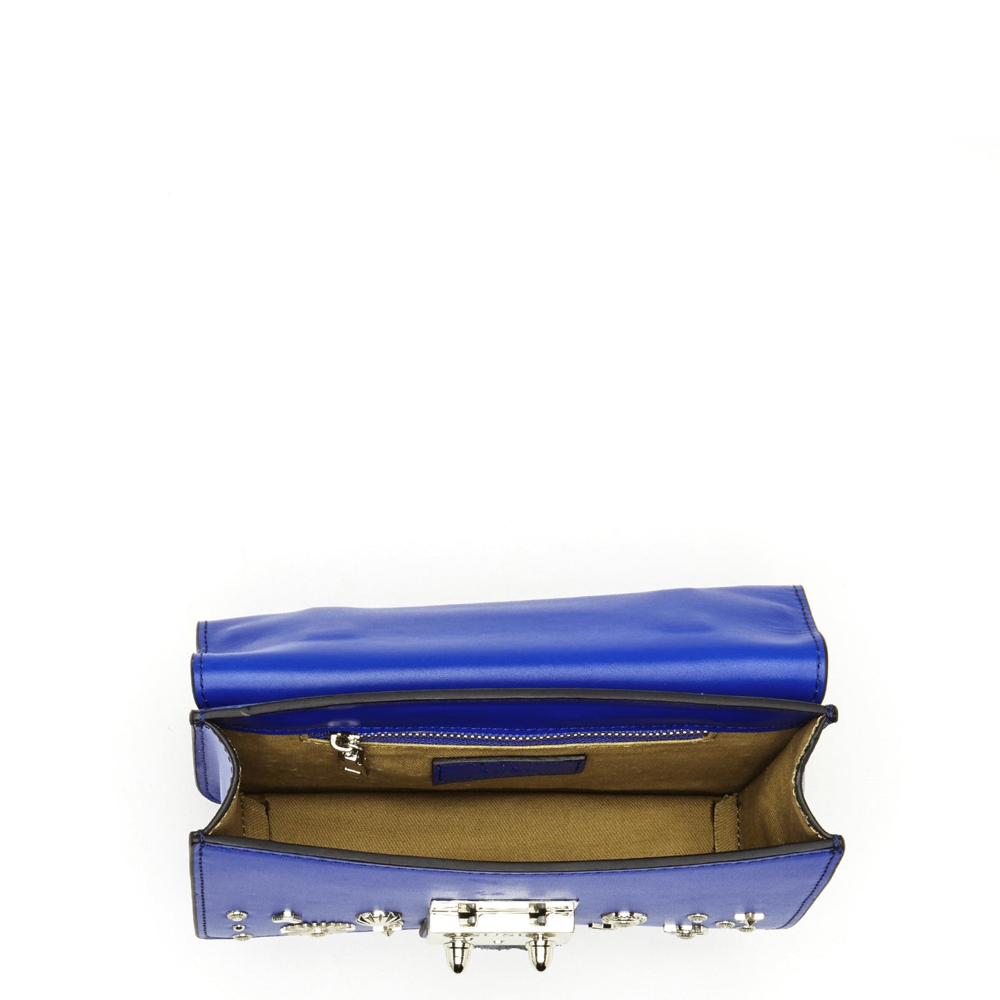 Studded Royal Blue Leather Crossbody Bag